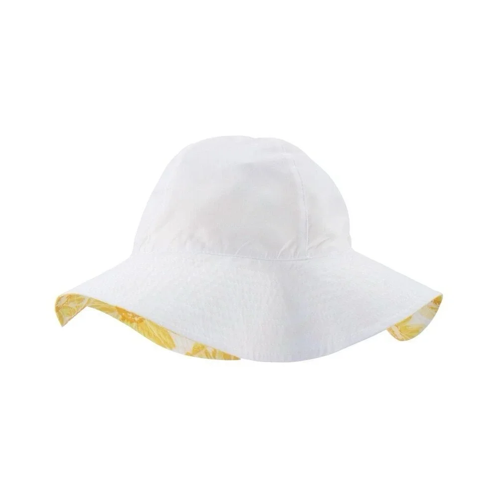 Carter's Girls Reversible Sun‎ Hat 2T/4T Yellow Daisy Floral Lemon Print Coastal